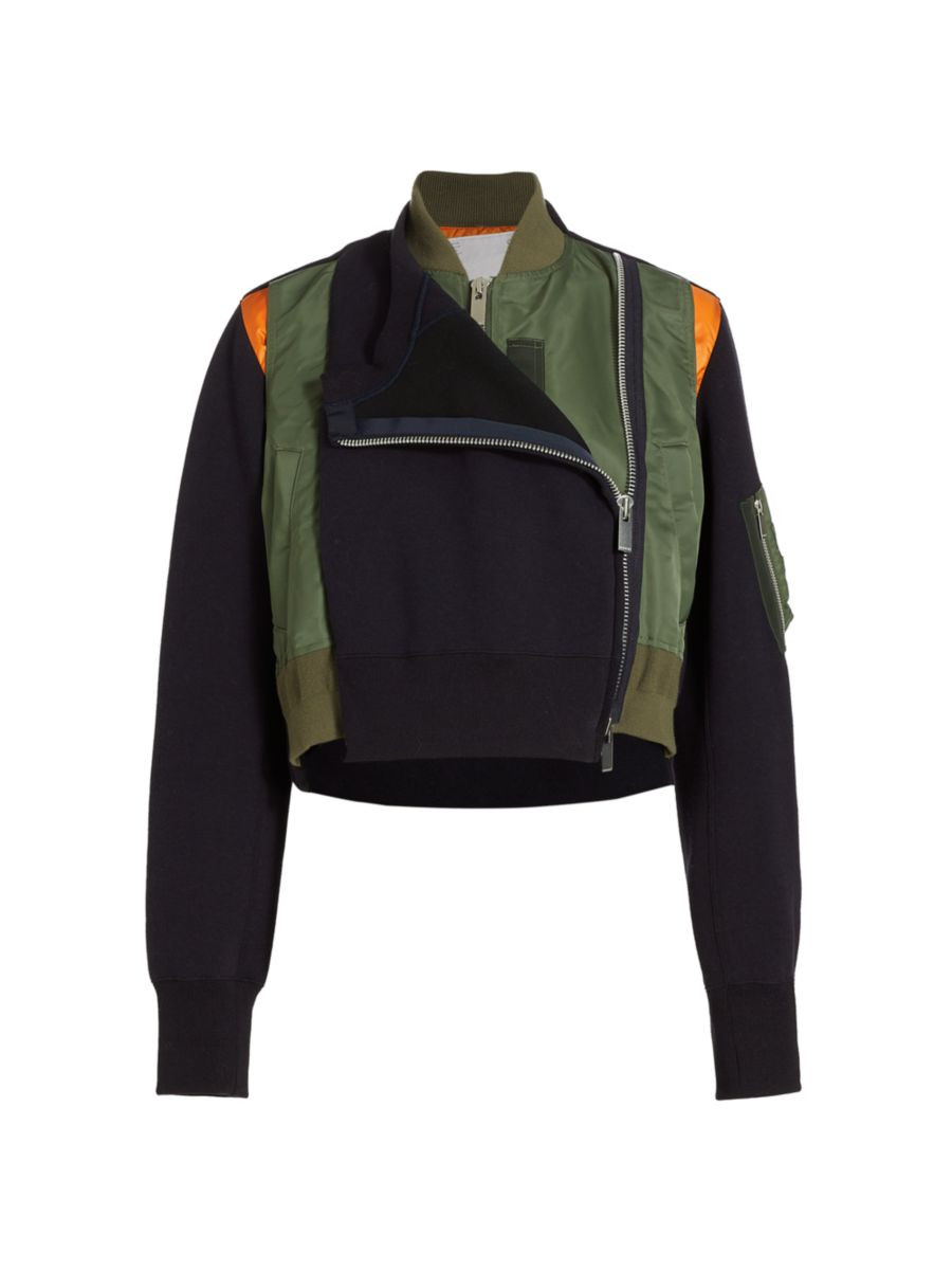 Sacai Asymmetric Mixed-Media Jacket | Saks Fifth Avenue