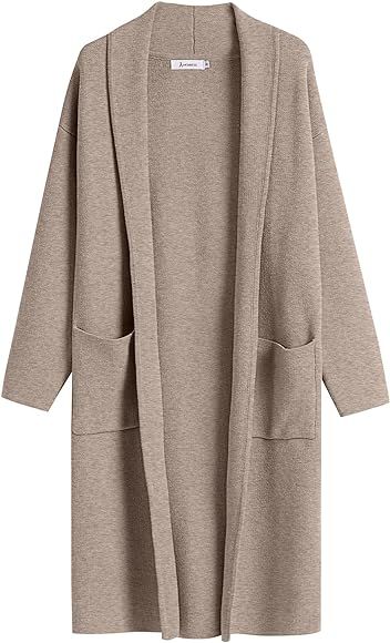 ANRABESS Women's 2023 Fall Cardigan Sweater Long Sleeve Open Front Lapel Coat Casual Knit Coatigan J | Amazon (US)