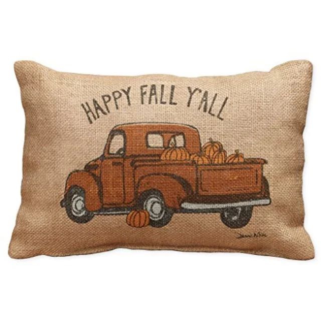 Happy Fall Y'All Truck Small Burlap Pillow 12" x 8" - Walmart.com | Walmart (US)