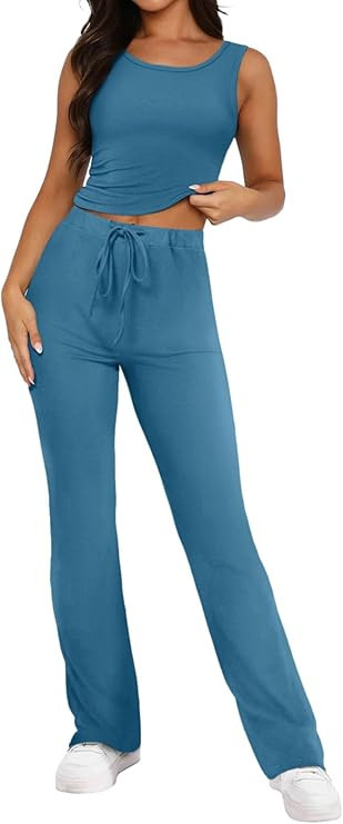 Bloggerlove Womens 2 Piece Outfits Summer Top and Pants Sets Trendy Matching Loungewear 2024 Loun... | Amazon (US)