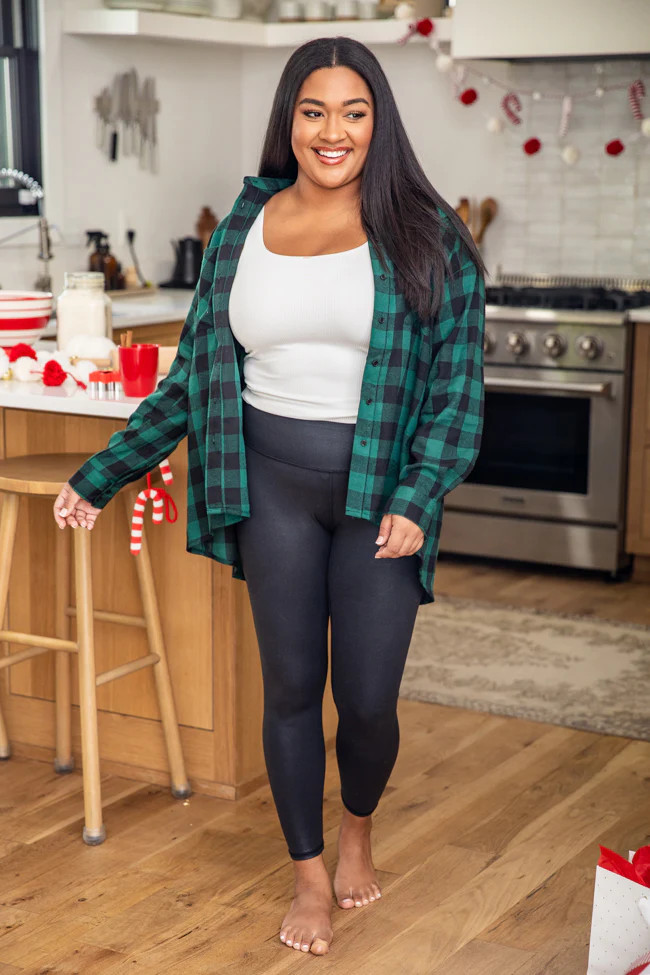 Northern Sky Green Buffalo Plaid Button Up Blouse FINAL SALE | Pink Lily