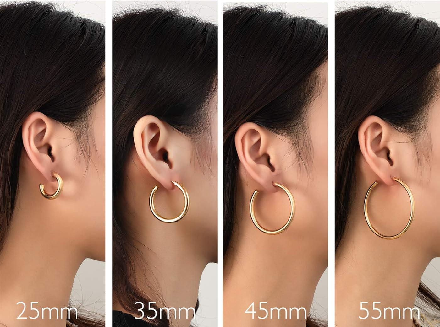 Howoo 14K Gold Plated Chunky Gold Hoops High Polished Gold Hoop Earrings for Women | Amazon (US)