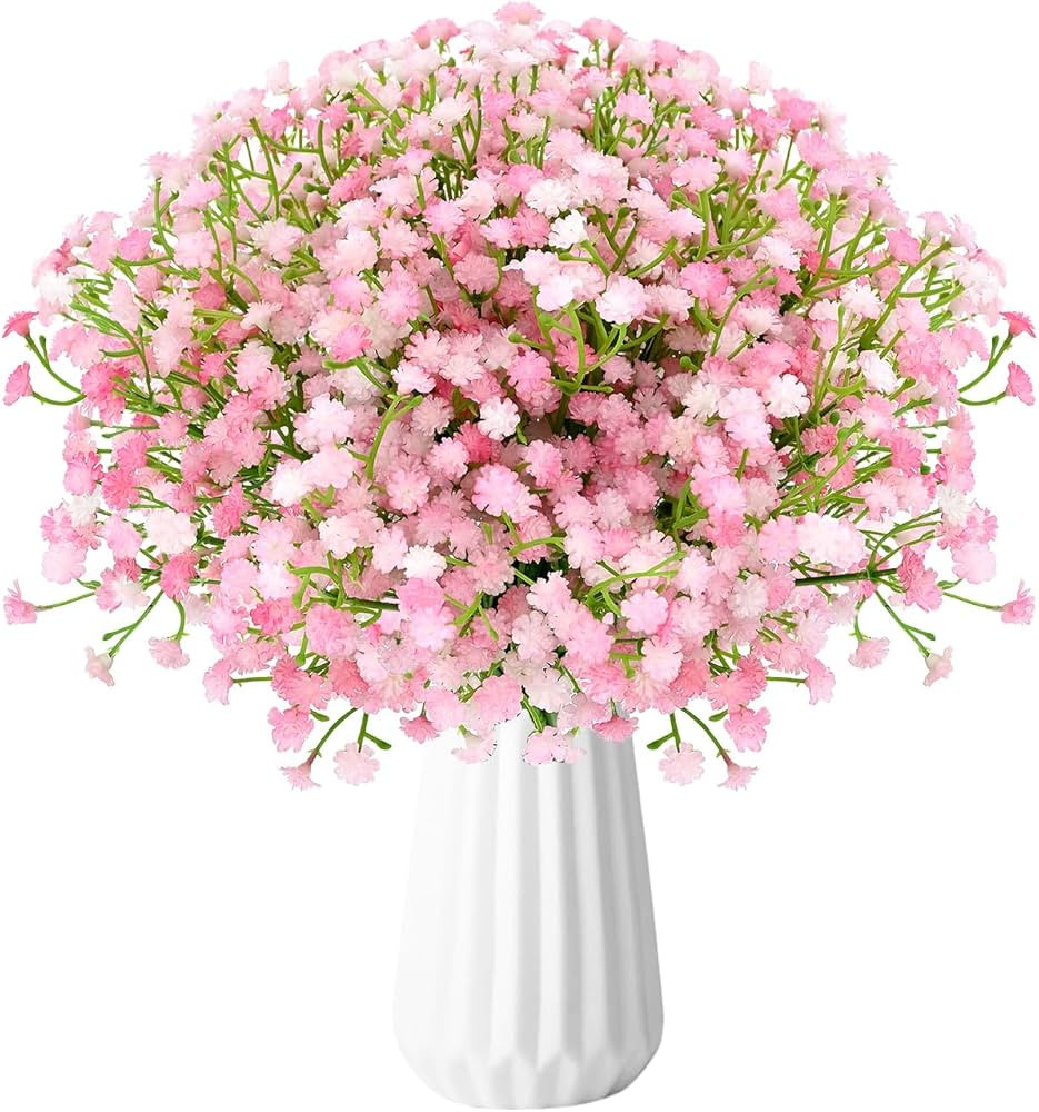 Babys Breath Artificial Flowers, 24Pcs Fake Baby Breath Flowers Artificial Bulk Faux Gypsophila R... | Amazon (US)