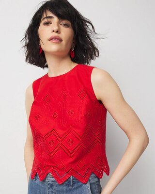 Embroidered Poplin Cropped Top | White House Black Market