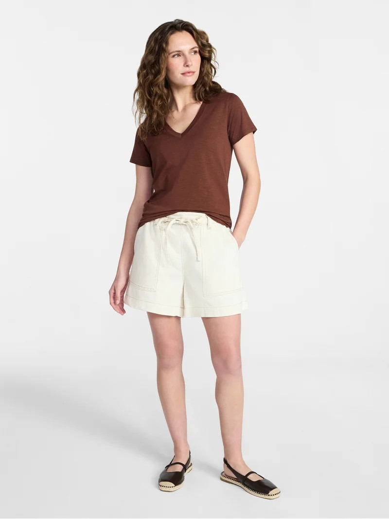Time and Tru Women's Drapey Twill Utility Shorts, 4" Inseam, Sizes XS-XXXL | Walmart (US)