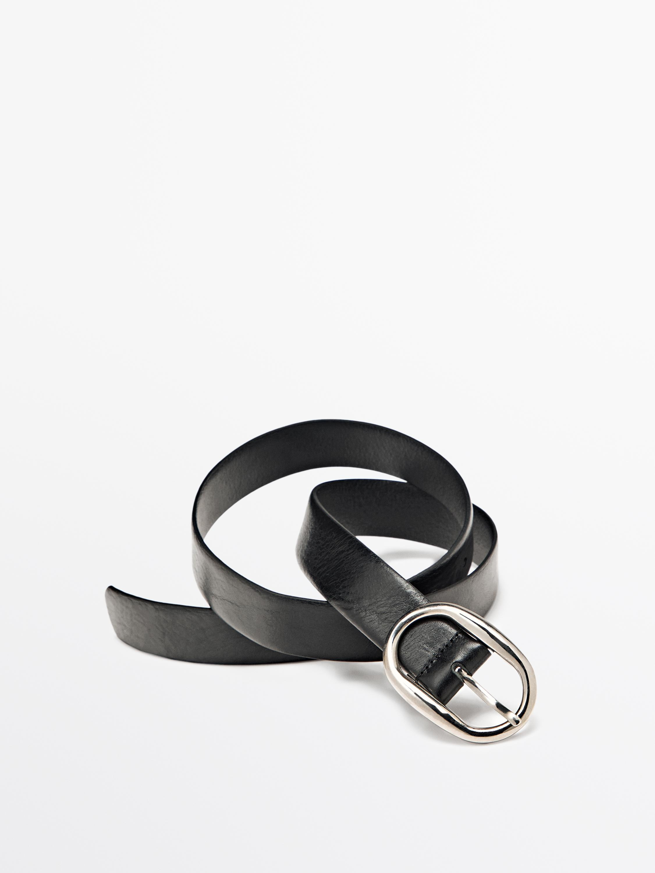 Ceinture en cuir avec boucle ovale | Massimo Dutti FR