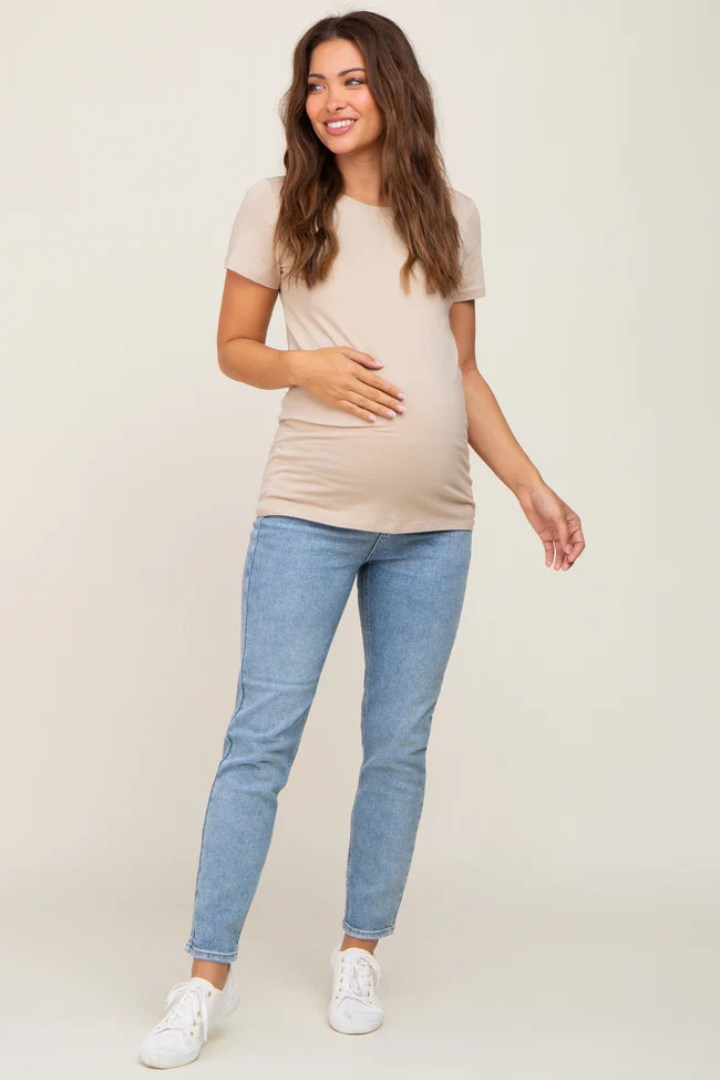 Light Blue Vintage Wash Maternity Skinny Jeans | PinkBlush Maternity