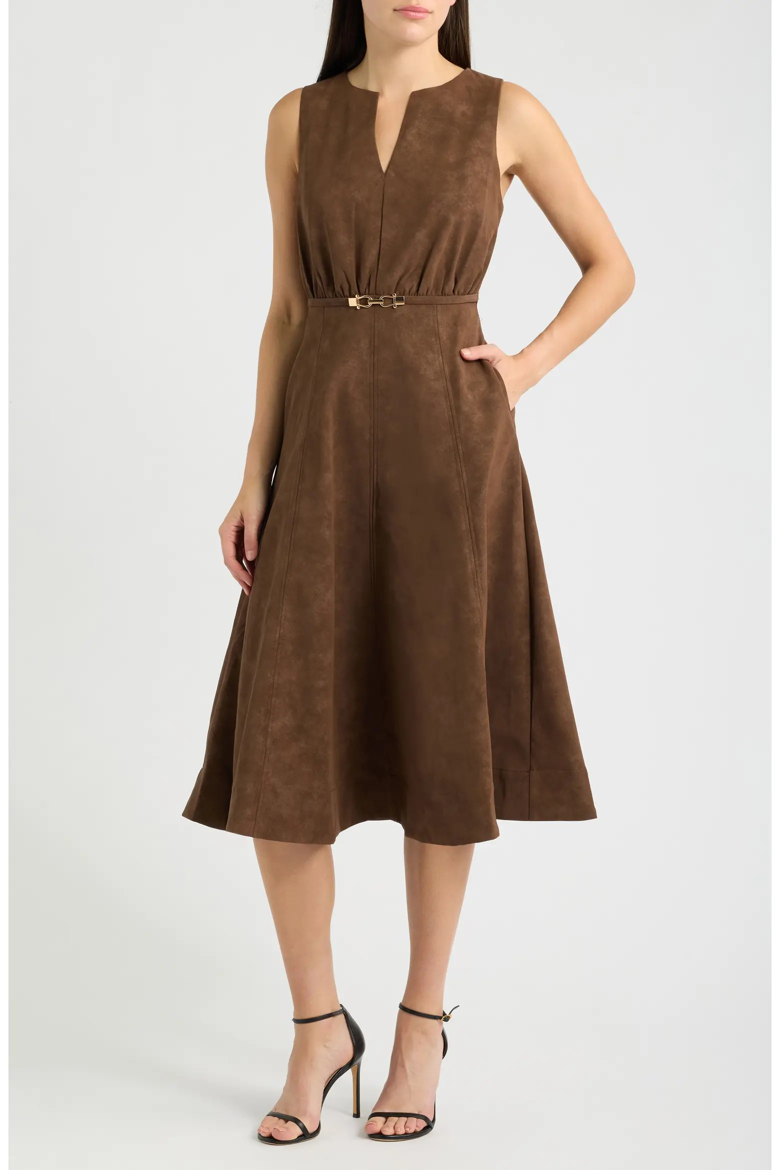 Eloise Belted Faux Suede Midi Dress (Women) | Nordstrom | Nordstrom
