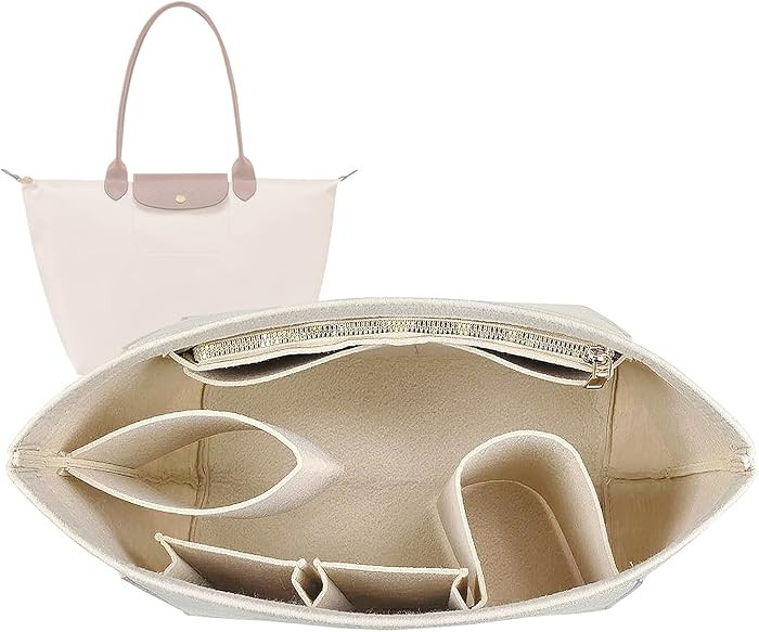 Lckaey tote bag organizer insert for Longchamp le pliage large tote insert felt purse zipper bag ... | Amazon (UK)