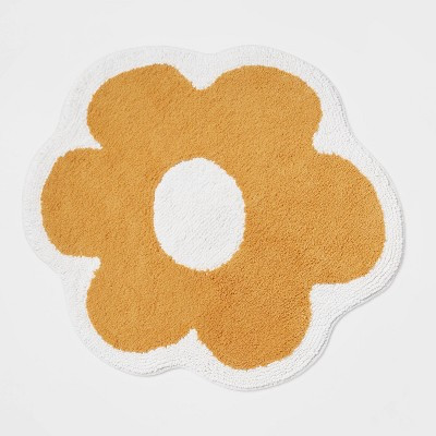 Flower Kids' Bath Rug - Pillowfort™: Round Cotton Tufted Bathroom Mat, Orange, 2' Botanical Design, OEKO-TEX Certified | Target