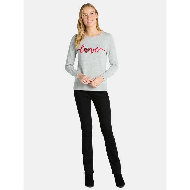 Time and Tru Women’s Valentine’s Day Sweater, Lightweight, Sizes XS-XXXL | Walmart (US)