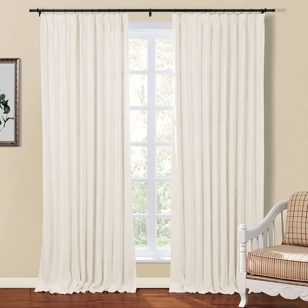 TWOPAGES Ivory Pinch Pleat Curtain for Living Room 96 Inch Length, Double Layer Room Darkening Li... | Amazon (CA)