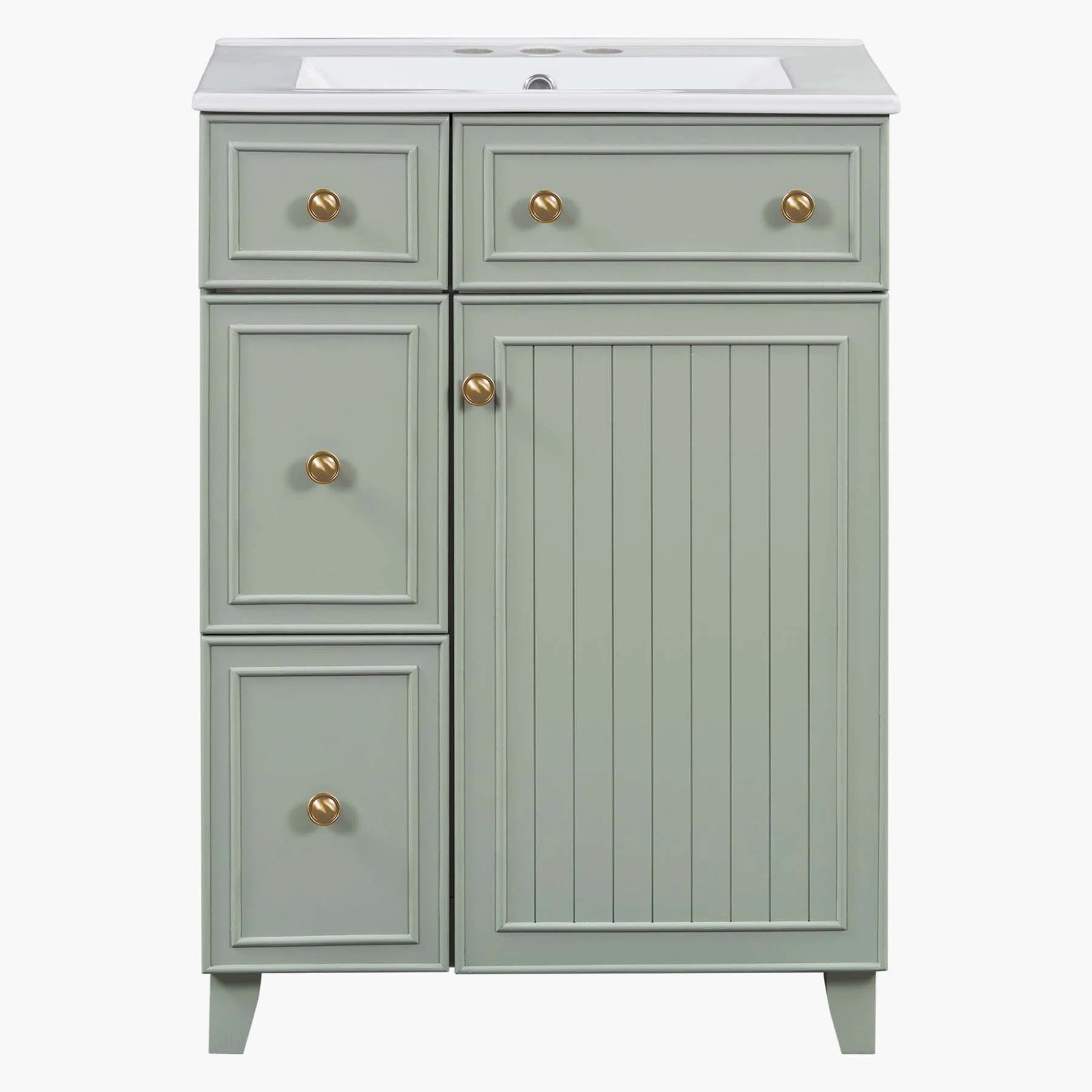 24-Inch Bathroom Vanity Cabinet with Ceramic Sink, 2 Drawers, 1 Door | Wayfair North America