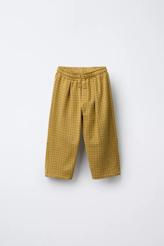 STRAIGHT-LEG CHECK PLUSH TROUSERS | Zara UK