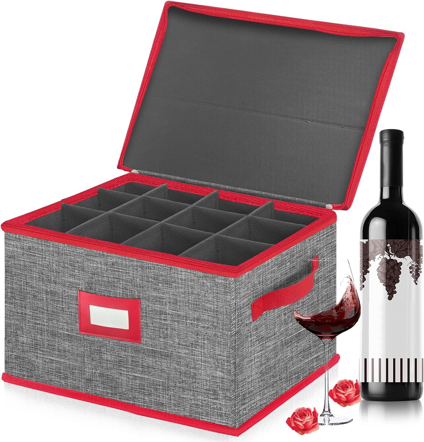 VERONLY Wine Glass Storage Box with Dividers, Stemware Storage Case Hard Shell Stackable for Up t... | Amazon (US)