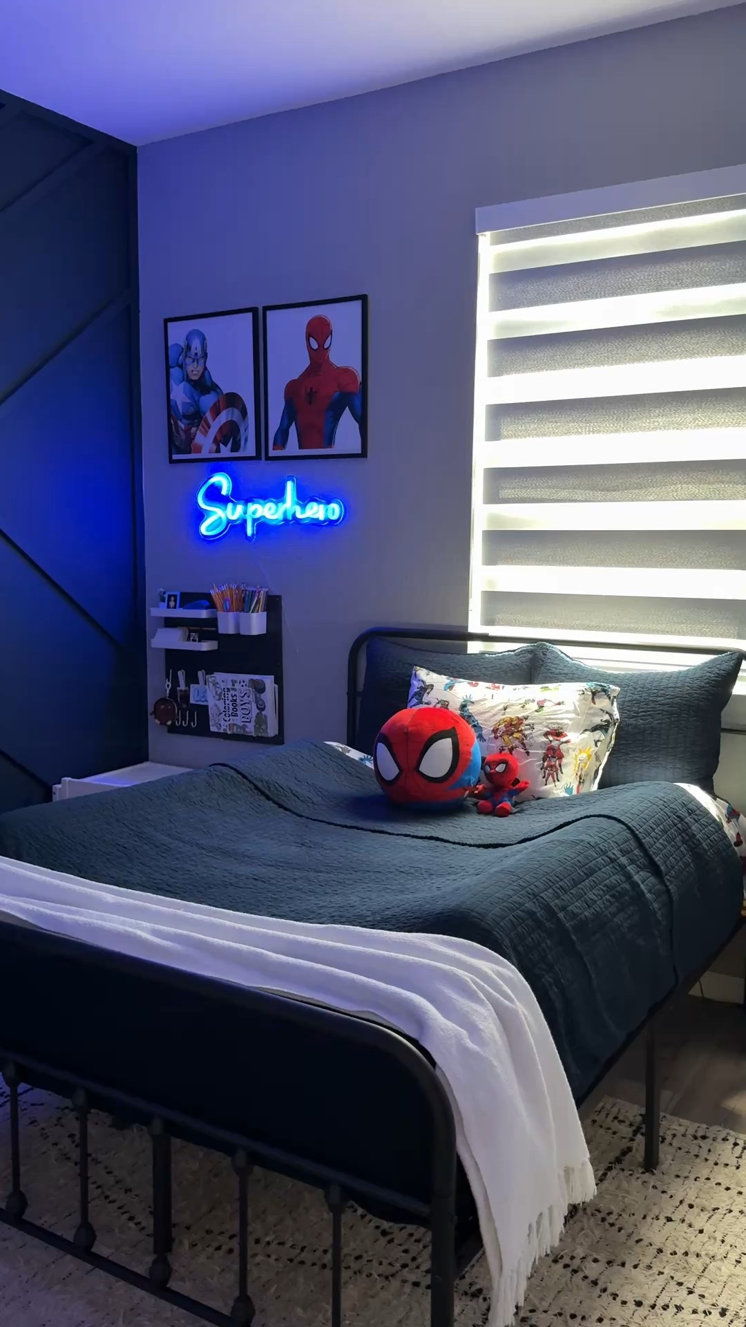 Kids superhero room 🤍 
#superherobedroom #toddlerbedroom #kidsbedroom #boysbedroom #superheroroomdecor #kidsbedroomdecor