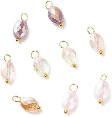 LiQunSweet 100 pcs Purple Lilac Theme Oval Glass Charms Transparent Faceted Glass Charms for DIY ... | Amazon (US)