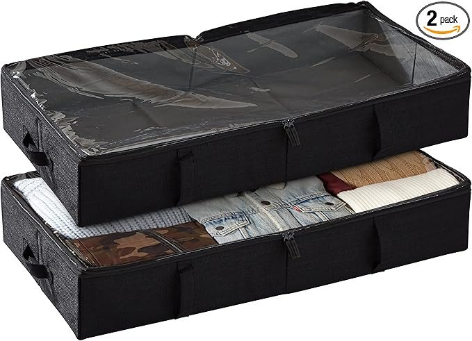 storageLAB Under Bed Storage Containers, Closet Organizers and Storage Bins, 2 Pack Underbed Clot... | Amazon (US)