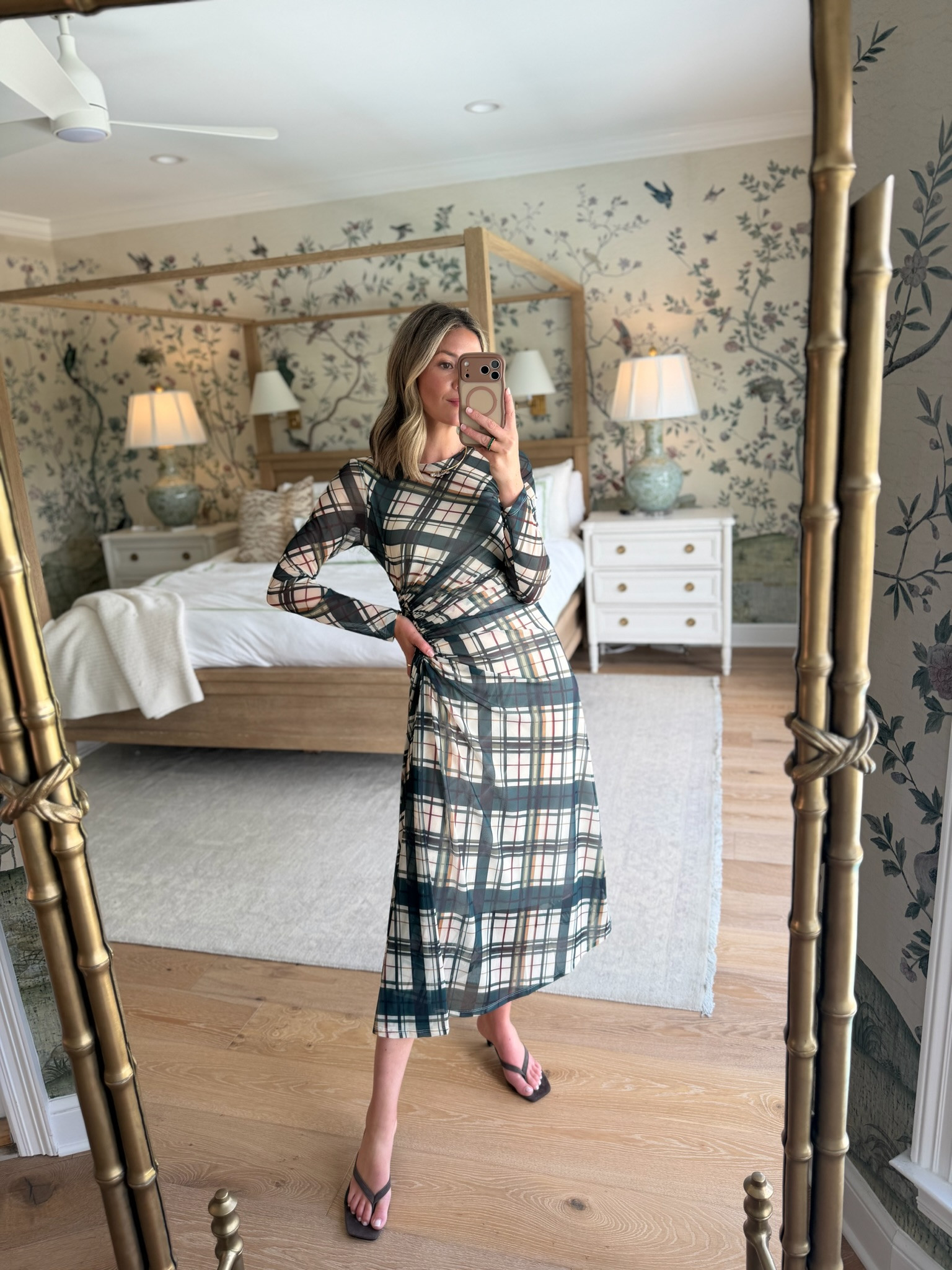 such a good fall dress under $200, especially for family photos, dinners, or any fall plans. i love the plaid print + draped waist detail, and it feels polished without being overly dressy. i’d wear it with simple heels now or boots once it gets cooler. wearing an xs! 

 #LTKSeasonal