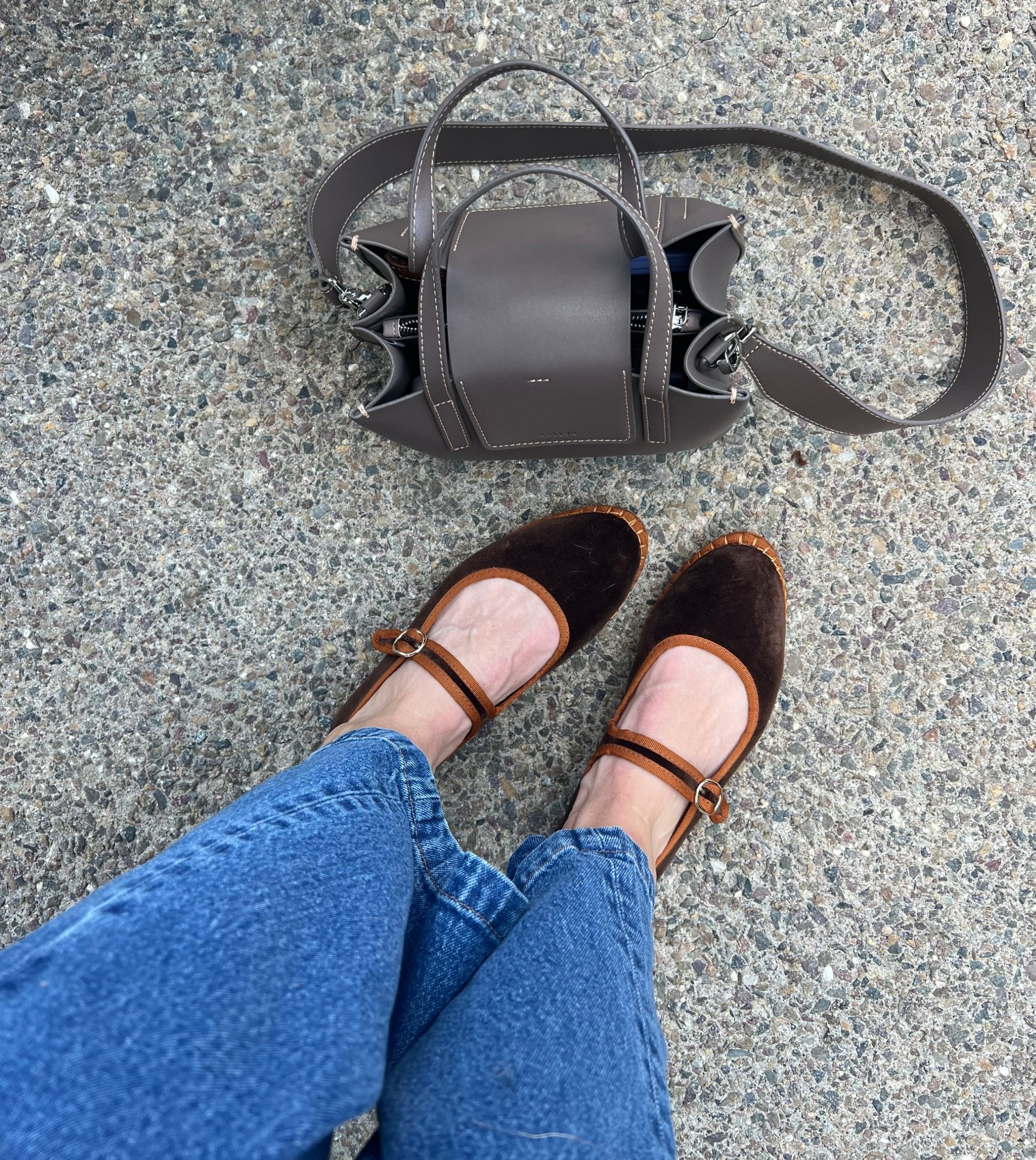 Fall style, brown shoes, chocolate brown shoes, chocolate brown flats, brown bag, cool girl aesthetic, chocolate brown velvet 

#LTKOver40 #LTKSeasonal #LTKShoeCrush