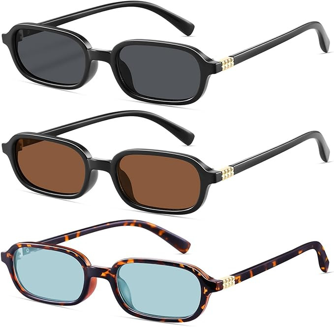 Retro Rectangular Sunglasses for Women Narrow Trendy Small 90s Style Square Frame UV Protection S... | Amazon (US)