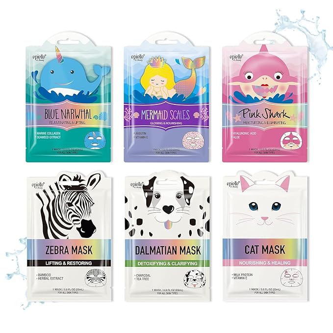 Epielle Character Sheet Masks Animal Spa Mask Korean Beauty Mask -For All Skin Types, (Pack of 6)... | Amazon (US)