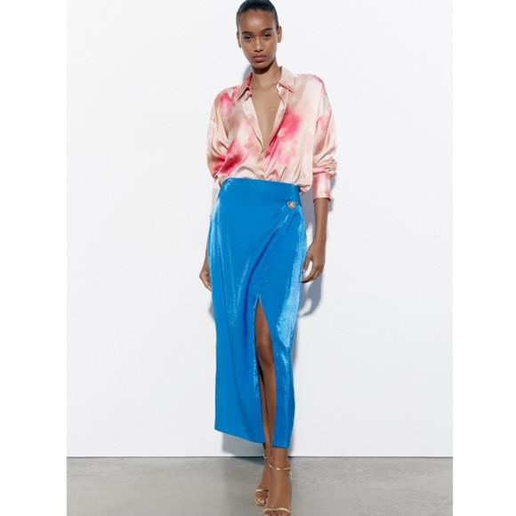 Zara SATIN EFFECT WRAP SKIRT | Poshmark