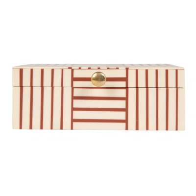 Jona Plastic Storage Box with Striped Block Pattern and Gold Knob | Wayfair North America