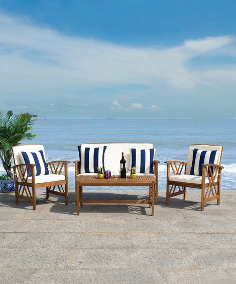 Safavieh Beige & Black Fontana Outdoor Lounge Set | Best Price and Reviews | Zulily | Zulily