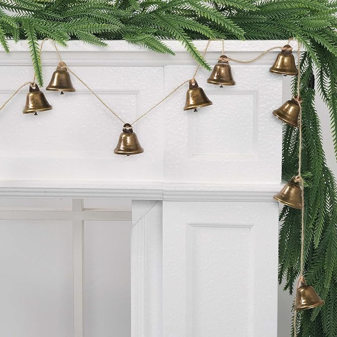 JOICEE Christmas Bells Garland, Rustic Bronze Jingle Bells String Vintage Bell Garland Banner Orn... | Amazon (US)