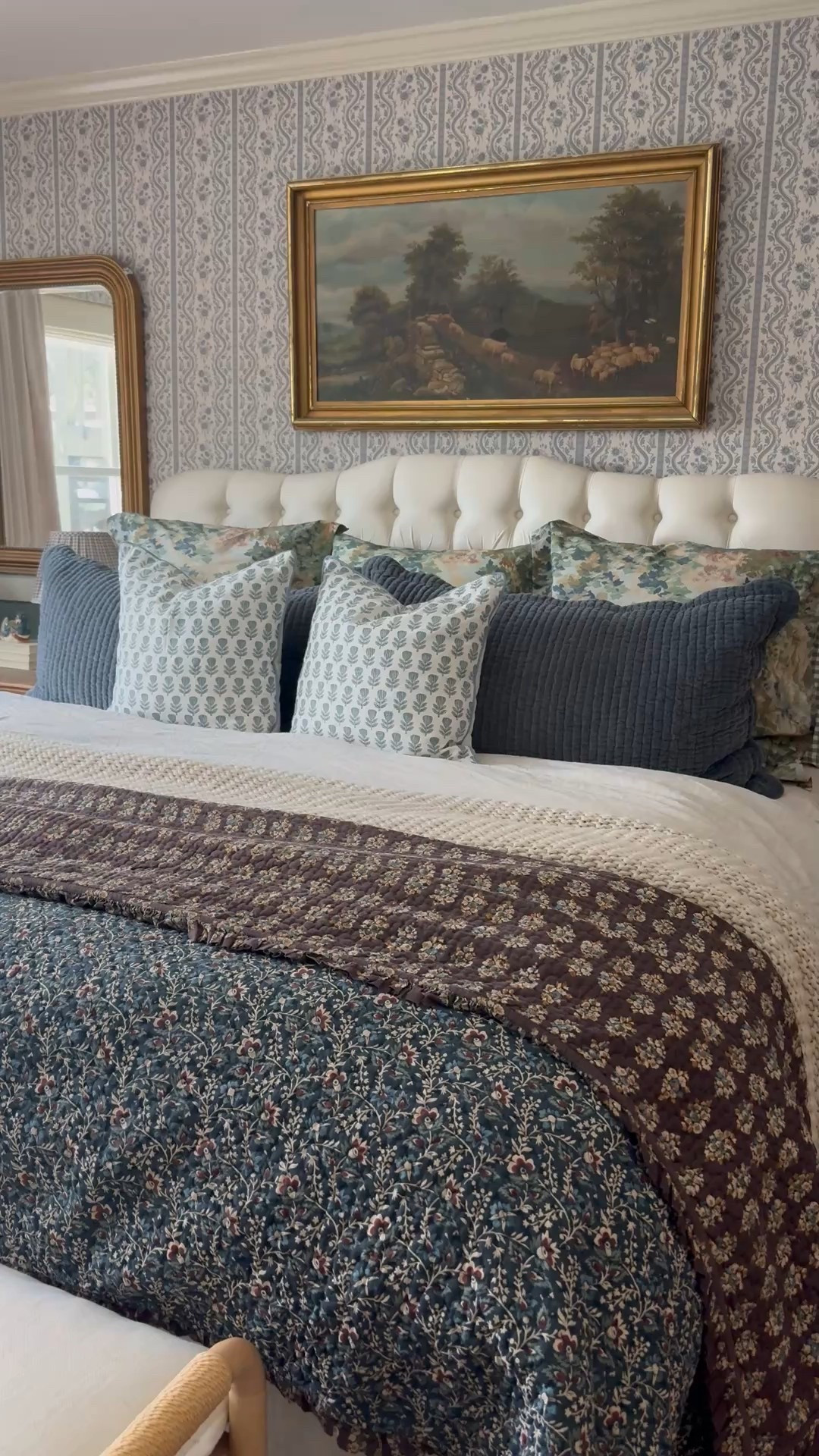 Bedding… kantha quilt, linen duvet, velvet sham, scallop sham, block print pillow cover, upholstered tufted headboard, wallpaper, crystal chandelier, mirror

#LTKHome #LTKSaleAlert #LTKSeasonal
