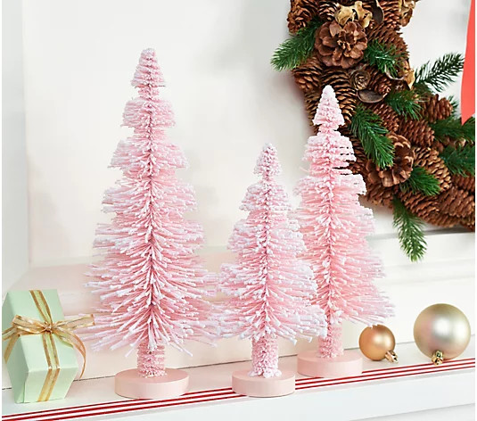 Set of 3 Bottlebrush Trees by Valerie - QVC.com | QVC