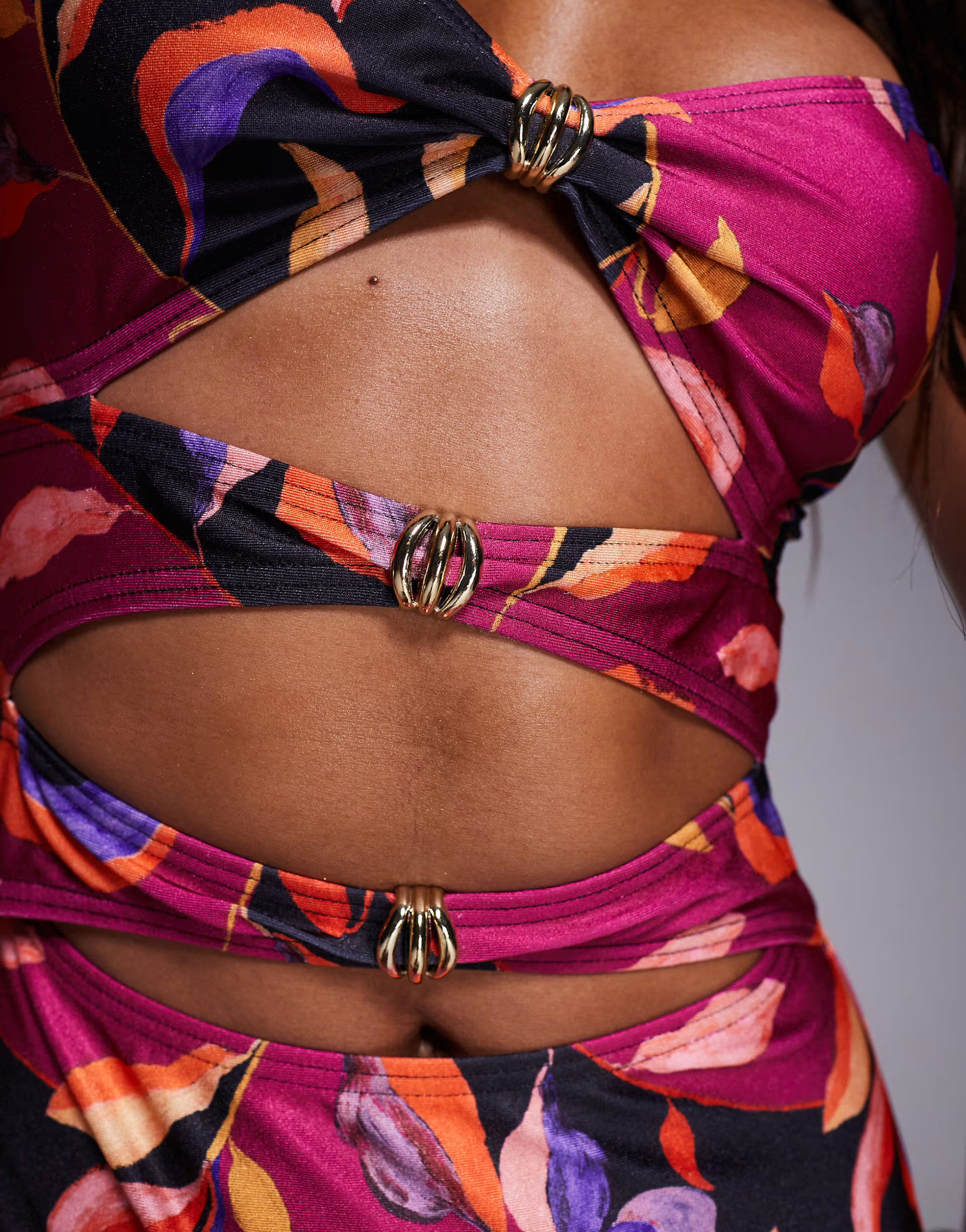 South Beach abstract print cutout swimsuit in magenta | ASOS (Global)