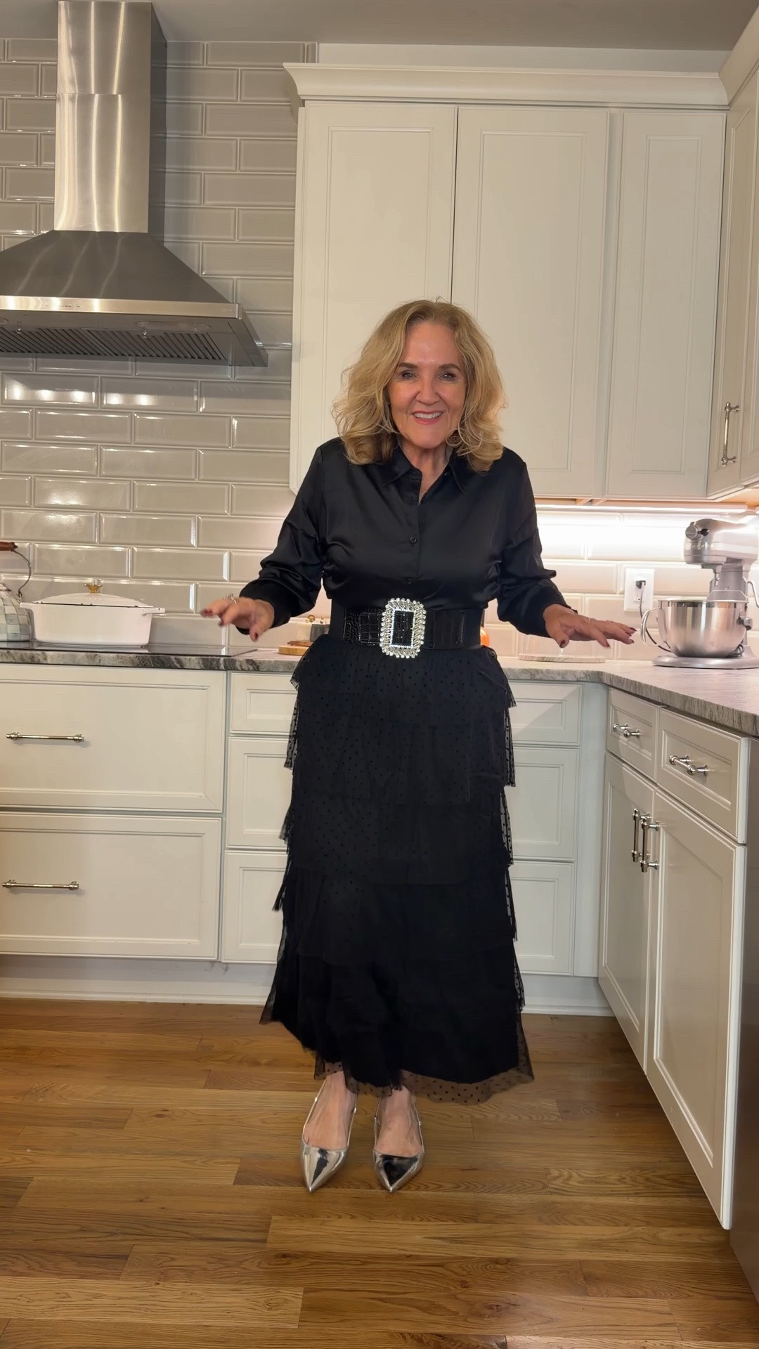 Wearing a medium in all new Walmart arrivals. These will go fast! 
Chicos blouse size 1.0