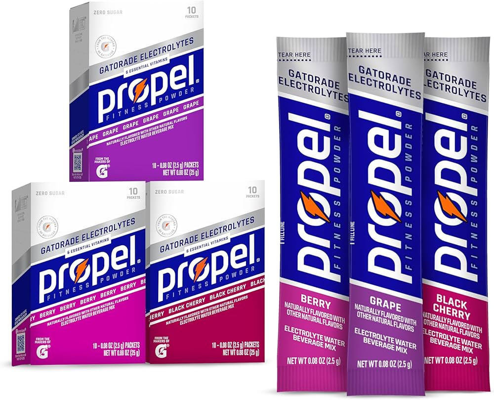 Propel Electrolyte Enhanced Water Drink Mix Powder Packets, Grape Variety Pack, Zero Calorie & Ze... | Amazon (US)
