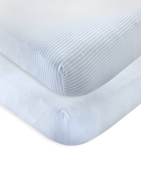 Powder Blue Organic Cotton Fitted Crib Sheet Set | Zulily