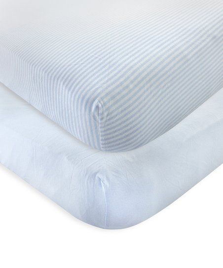 Powder Blue Organic Cotton Fitted Crib Sheet Set | Zulily