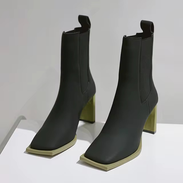 Nausk 2021 nova mulher tornozelo botas de salto alto preto tricô botas de inverno mulher vestido... | Ali Express BR