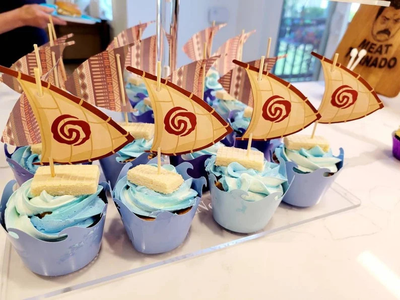 Moana Inspired Toppers, Sail Cupcake Toppers, Moana Tableware, Sailboat Cupcake Toppers, Moana Pa... | Etsy (US)