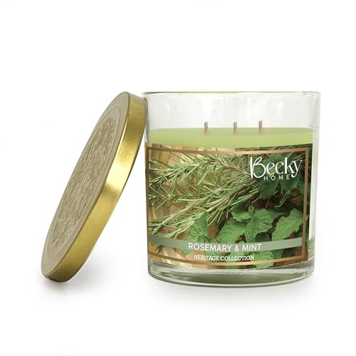 Becky Home 3 Wick Candle, 14.5oz Rosemary Mint Candle, 3 Wick Candles, Big Candle, Three Wick Candles, Candles 3 Wick | Amazon (US)
