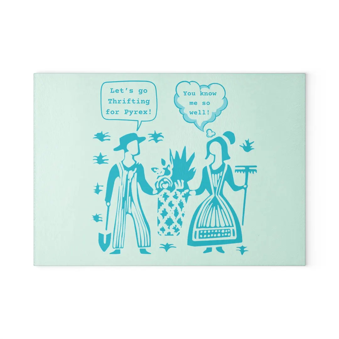 Glass Cutting Board, Vintage Pyrex Butterprint Inspired Pattern, Cute Love Lets Go Thrifting Amis... | Etsy (US)