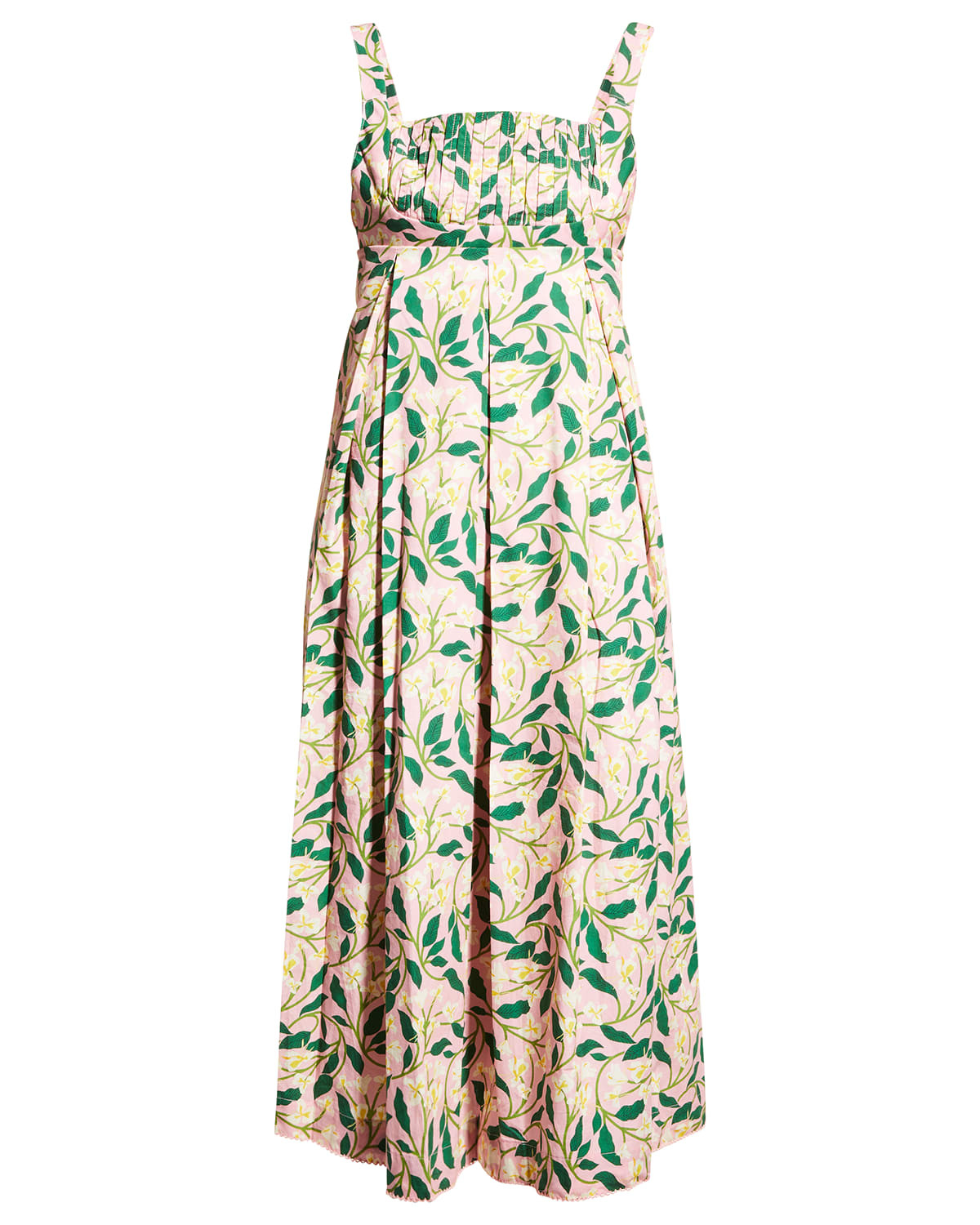 Hortensia Pleated Sleeveless Midi Floral Dress | Neiman Marcus
