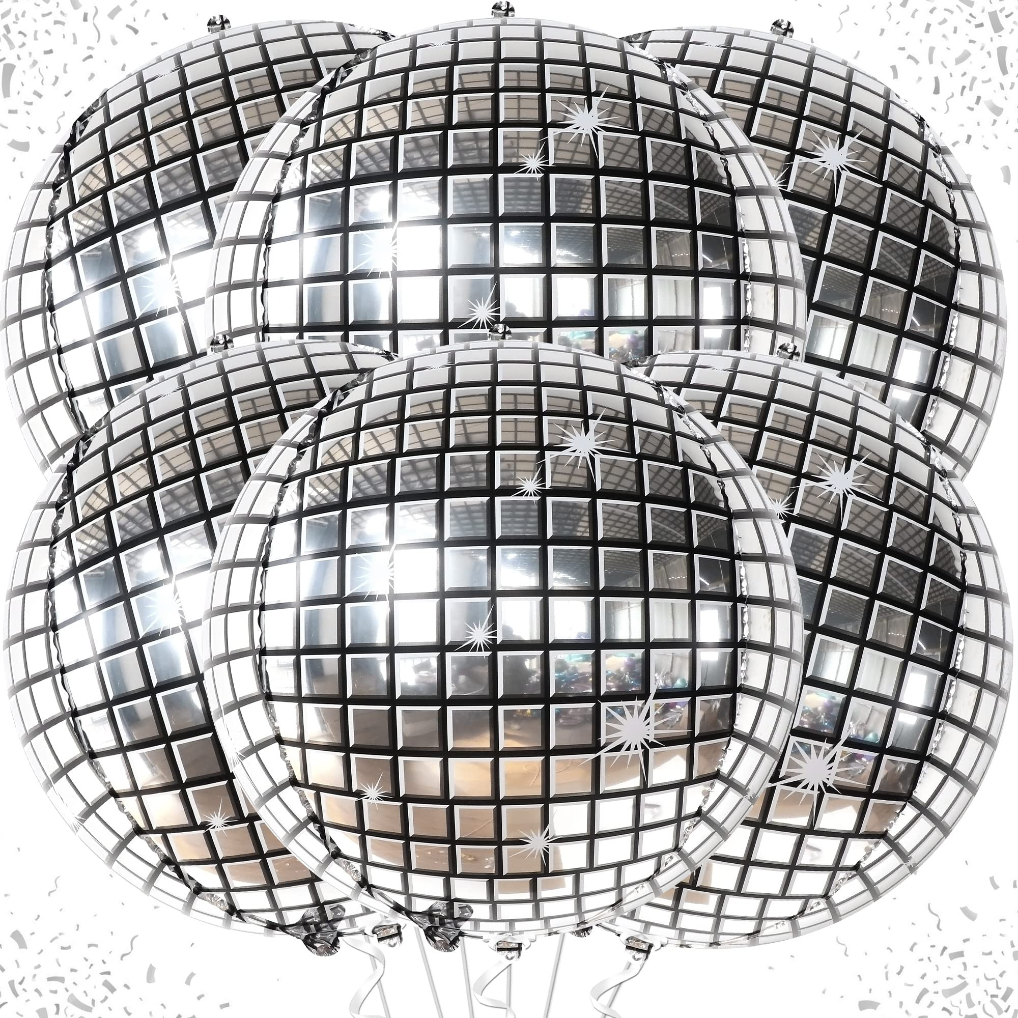KatchOn, Silver Disco Ball Balloons -22 Inch, Pack of 6 | 4D Sphere Balloons for Disco Party Deco... | Amazon (US)