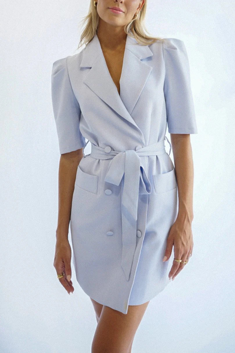 Randy Puff-Sleeve Blazer Dress — Periwinkle | YLLW The Label