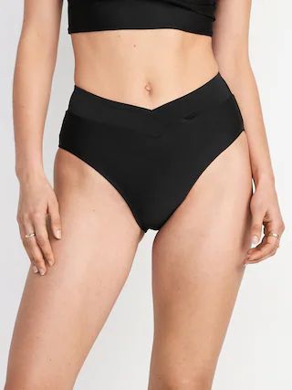 Matching High-Waisted Cross-Front Bikini Swim Bottoms for Women | Old Navy (US)