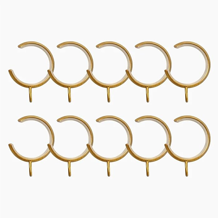 TWOPAGES 10 Pcs C Shaped Bypass Curtain Rings for French Return Rods, Gold Heavy Duty Iron Passin... | Amazon (US)