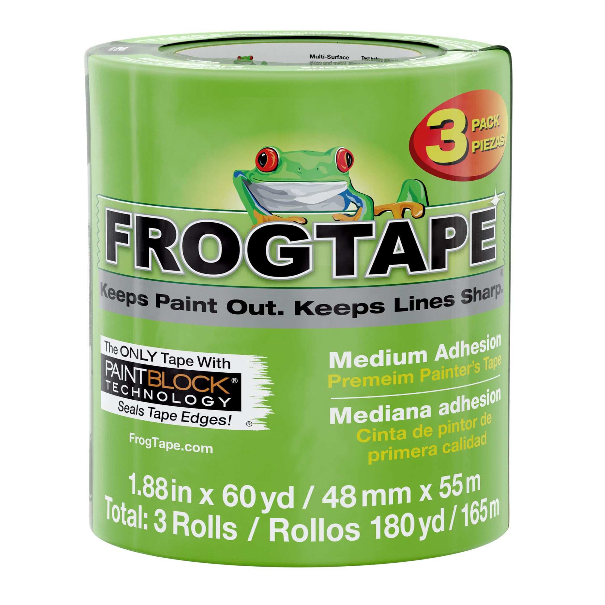 FrogTape Multi-Surface Painters Tape with PAINTBLOCK, 2 Inch Wide (1.88 In. x 60 Yds), Medium Adh... | Amazon (US)