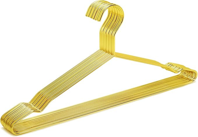 Amazon.com: Amber Home 17" Shiny Gold Strong Metal Hanger 10 Pack, Gold Clothes Hangers, Heavy Du... | Amazon (US)