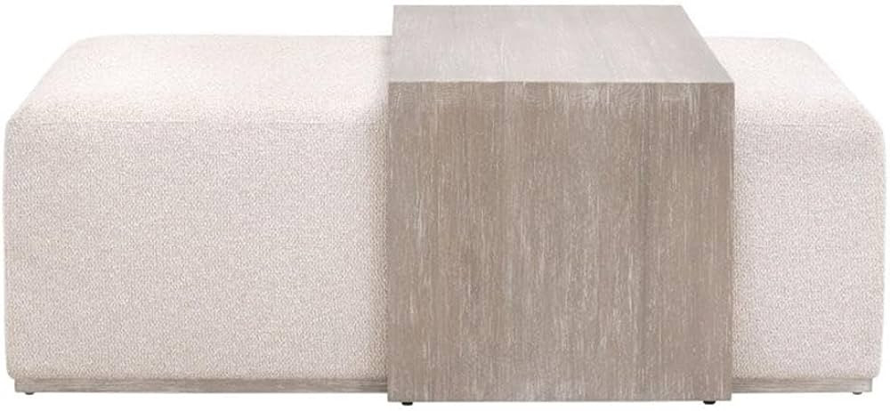 MAKLAINE Dovetail Upholstered Coffee Table in Beige Fabric & Natural Gray Wood | Amazon (US)