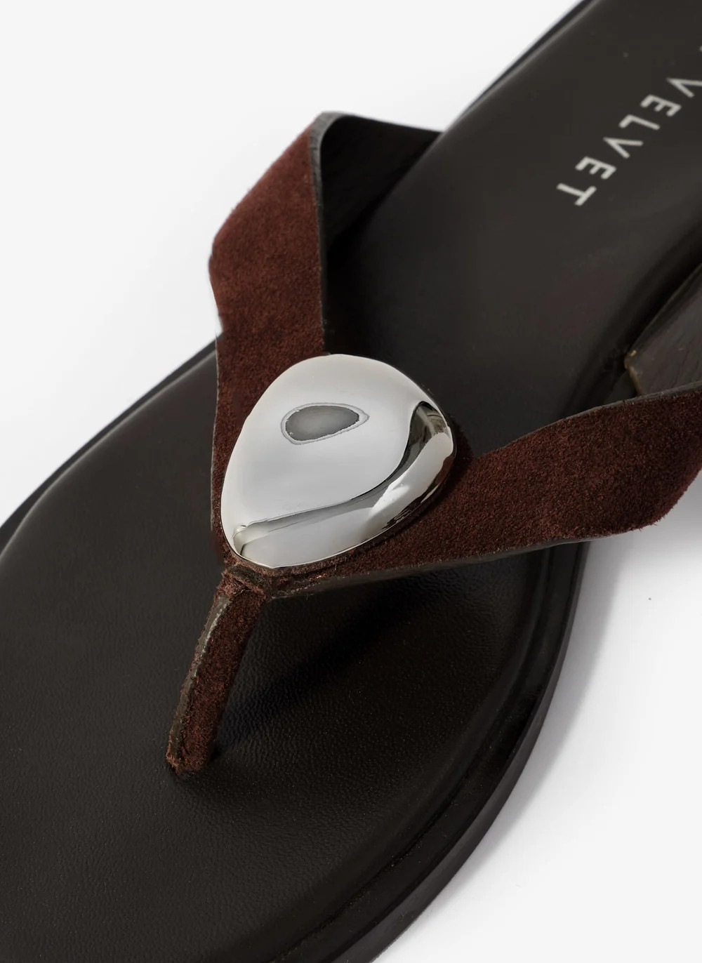 Nova Brown Leather Flip Flop Sandals | Mint Velvet